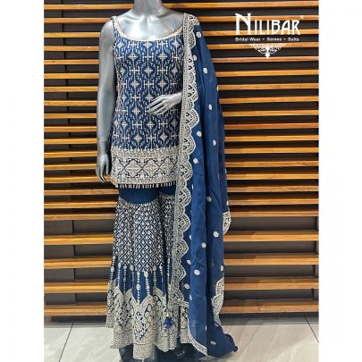 Blue Georgette Garara Suit