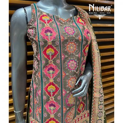 Mehandi Green Silk Garara Suit