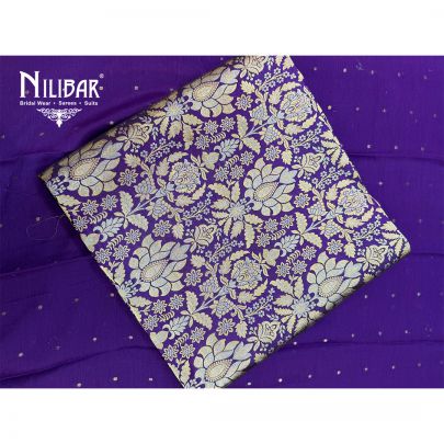Purple Brocade Shirt Paired With Crepe Bottom & Chinnon Dupatta