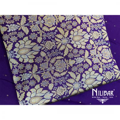 Purple Brocade Shirt Paired With Crepe Bottom & Chinnon Dupatta