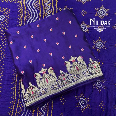 Purple Silk Shirt Paired With Crepe Bottom & Shimoi Satin Dupatta