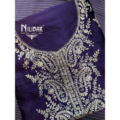 Purple Pure Silk Shirt Paired With Pure Crepe Bottom & Organza Dupatta