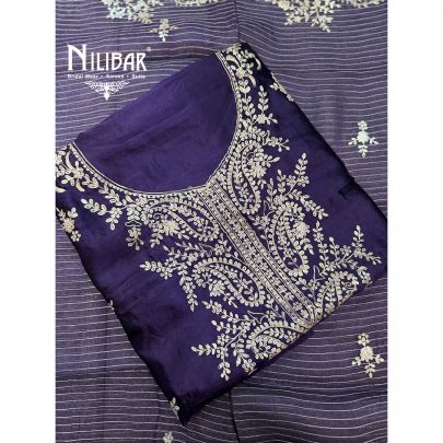 Purple Pure Silk Shirt Paired With Pure Crepe Bottom & Organza Dupatta