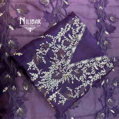 Purple Organza Shirt & Dupatta Paired With Crepe Bottom