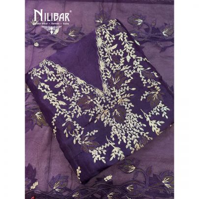Purple Organza Shirt & Dupatta Paired With Crepe Bottom