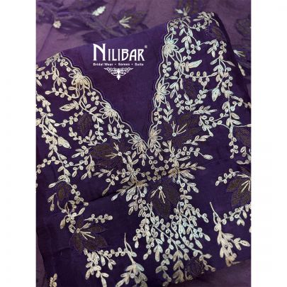 Purple Organza Shirt & Dupatta Paired With Crepe Bottom