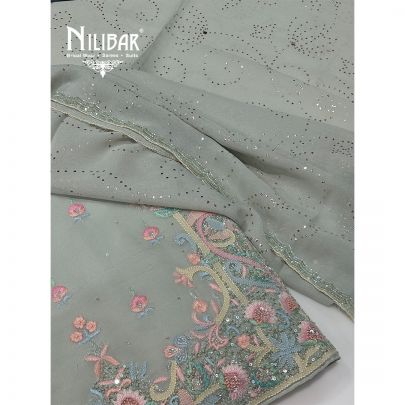 Tea Green Georgette Unstitched Suit