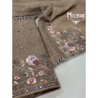 Light Brown Georgette Unstitched Suit