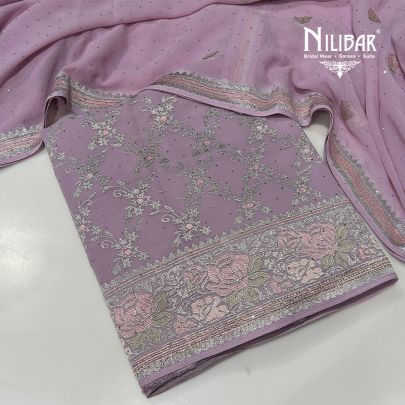 Lilac Georgette Unstitched Suit