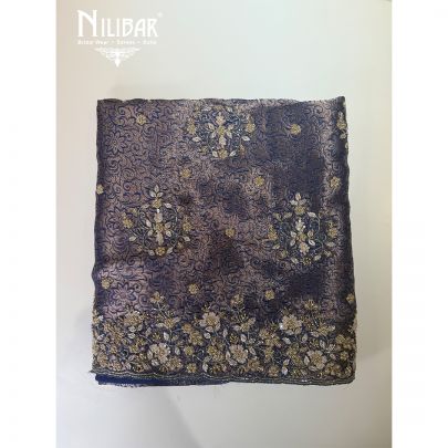 Purple Banarasi Silk Embroidered Unstitched Suit