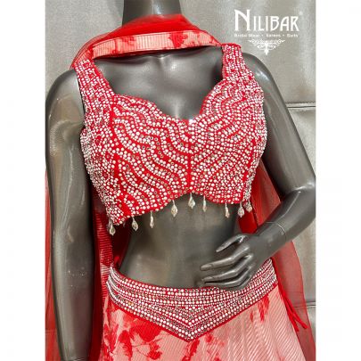 Red Crepe Casual Lehenga