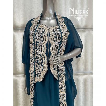 Peacock Green Georgette Cape Style Palazzo Set