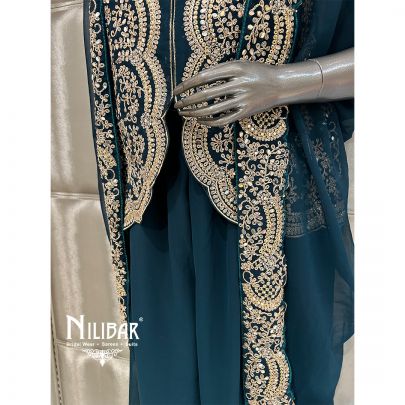 Peacock Green Georgette Cape Style Palazzo Set