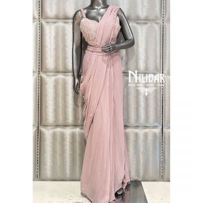 Lilac Georgette Drape Saree