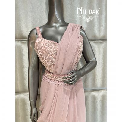 Lilac Georgette Drape Saree