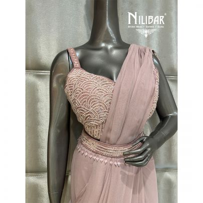 Lilac Georgette Drape Saree