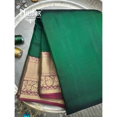 Green Silk Embroidered Kanjivaram Saree