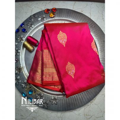 Pink Silk Embroidered Kanjivaram Saree