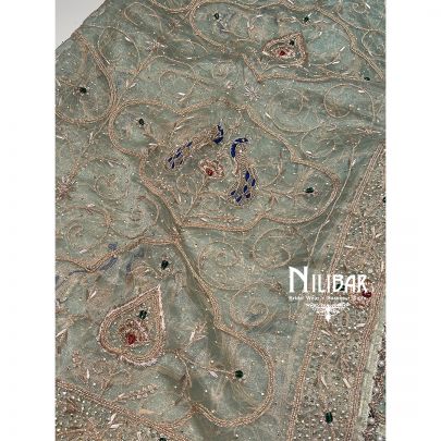 Sea Green Tissue Organza Unstitched Suit
