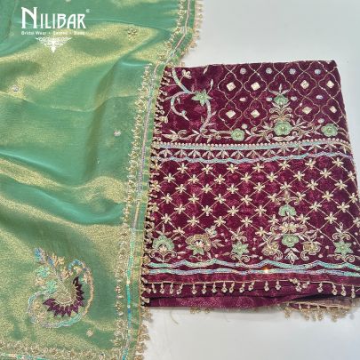 Ruby Tissue Silk Unstitched Suit