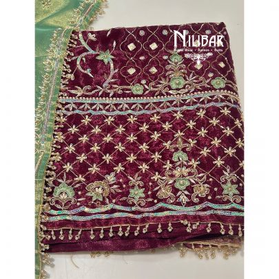 Ruby Tissue Silk Unstitched Suit