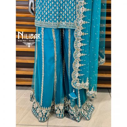 Blue Georgette Palazzo Suit