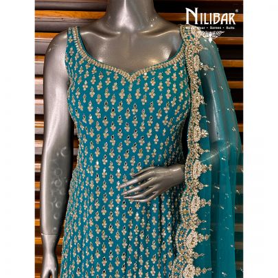 Blue Georgette Palazzo Suit