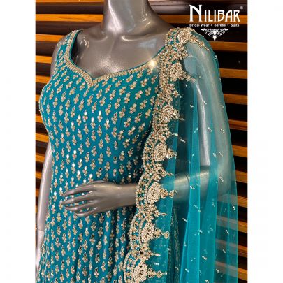 Blue Georgette Palazzo Suit