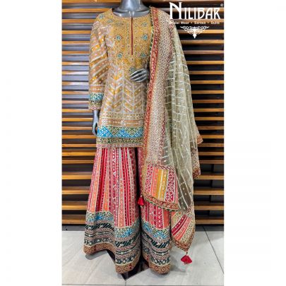 Multicolor Silk Palazzo Suit
