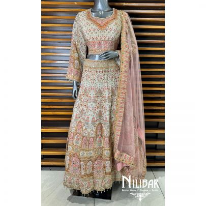 White Crepe Lehenga