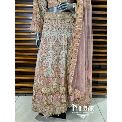 White Crepe Lehenga