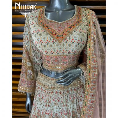 White Crepe Lehenga