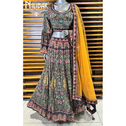 Navy Crepe Lehenga