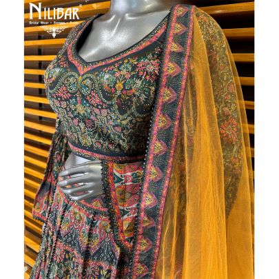 Navy Crepe Lehenga