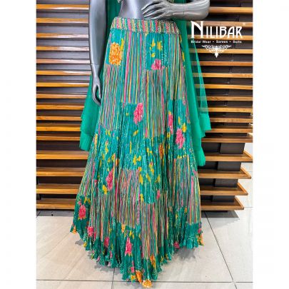 Green Chinon Lehenga