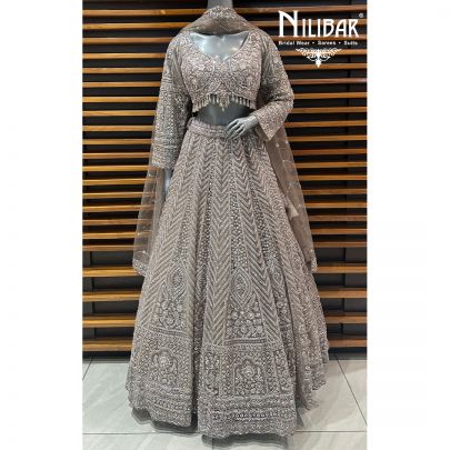 Beige Net Lehenga