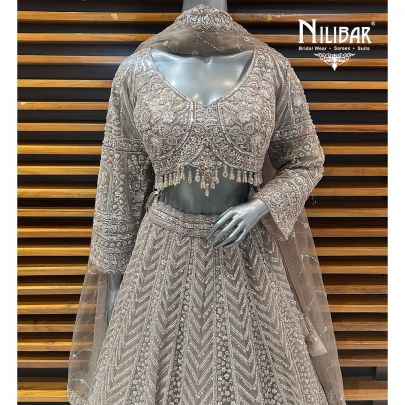 Beige Net Lehenga