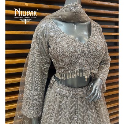 Beige Net Lehenga