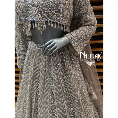 Beige Net Lehenga