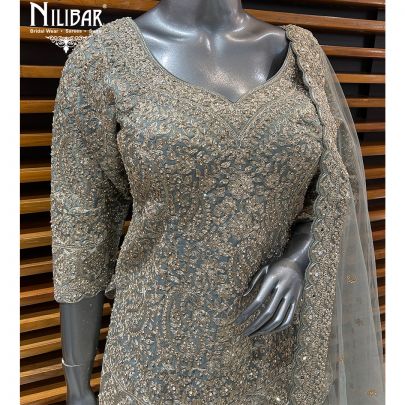 Green Lamé Silk Lehenga