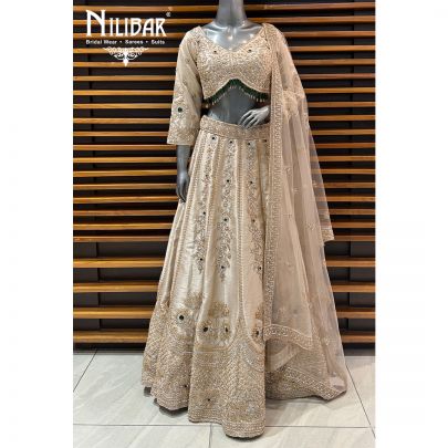 Light Beige Silk Lehenga