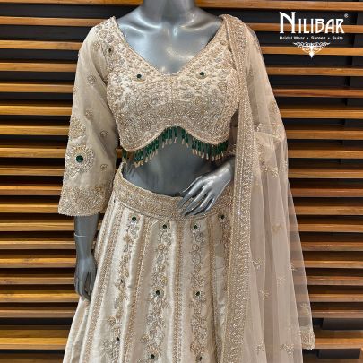 Light Beige Silk Lehenga