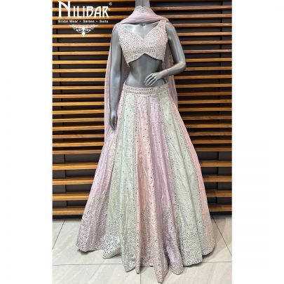 Pastel Multicolor Lamé Silk Lehenga