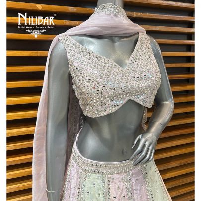 Pastel Multicolor Lamé Silk Lehenga
