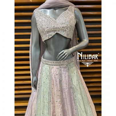 Pastel Multicolor Lamé Silk Lehenga