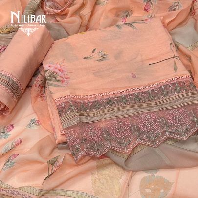 Peach Cotton Unstitched Suit