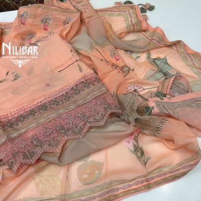 Peach Cotton Unstitched Suit