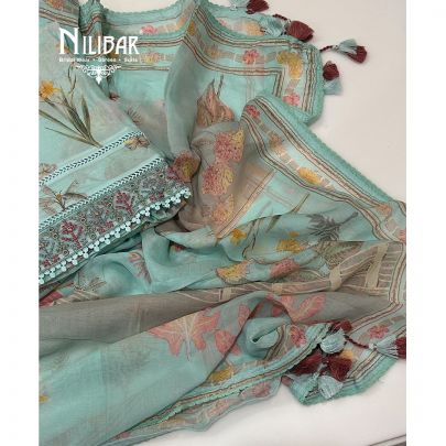 Light Blue Cotton Unstitched Suit