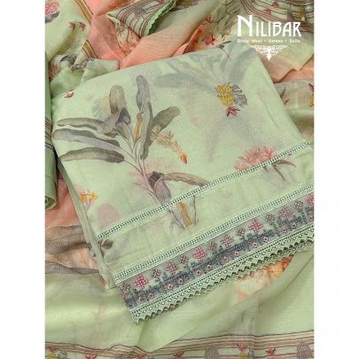 Pastel Green Cotton Unstitched Suit
