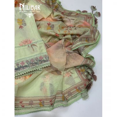 Pastel Green Cotton Unstitched Suit